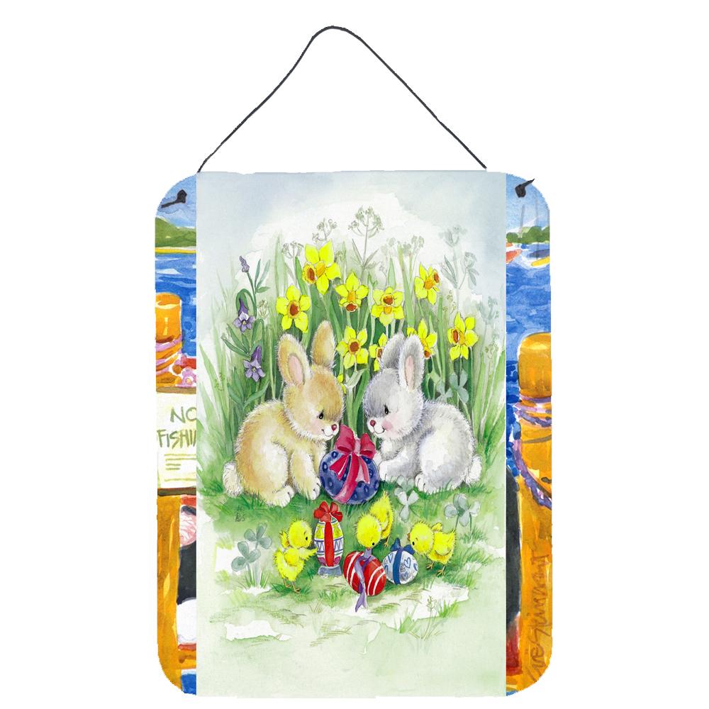 Easter Bunnies with Eggs Wall or Door Hanging Prints APH0684DS1216 by Caroline's Treasures
