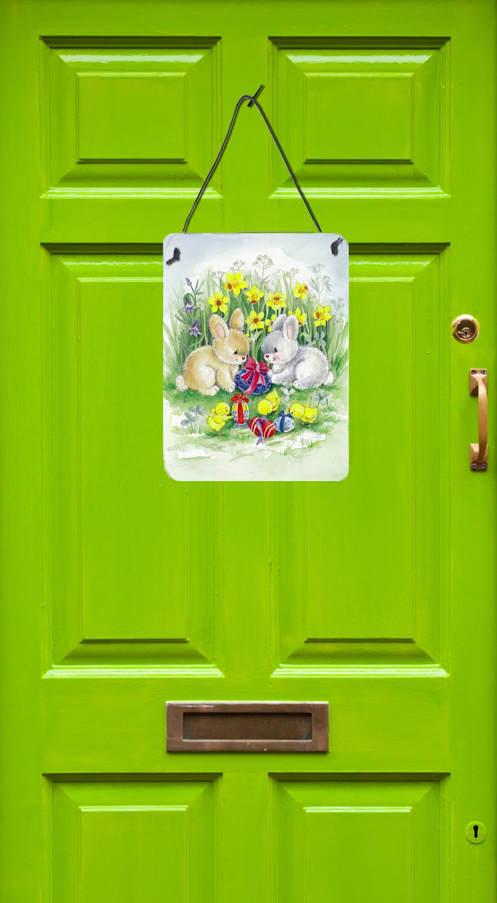 Easter Bunnies with Eggs Wall or Door Hanging Prints APH0684DS1216 by Caroline's Treasures