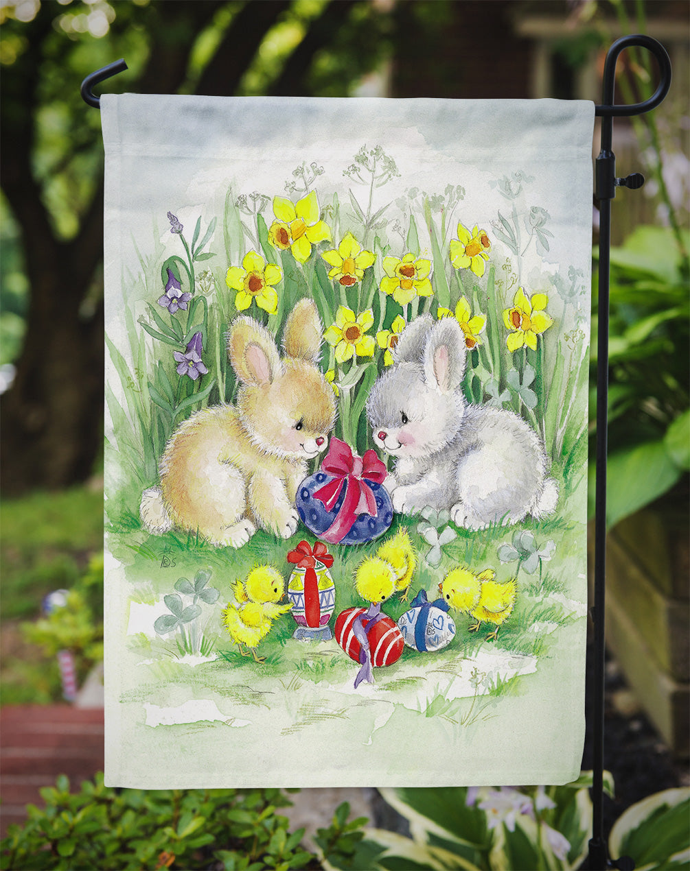 Easter Bunnies with Eggs Flag Garden Size APH0684GF  the-store.com.