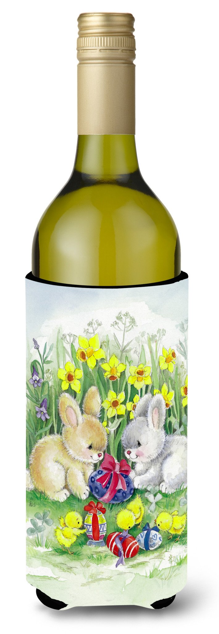 Easter Bunnies with Eggs Wine Bottle Beverge Insulator Hugger APH0684LITERK by Caroline&#39;s Treasures