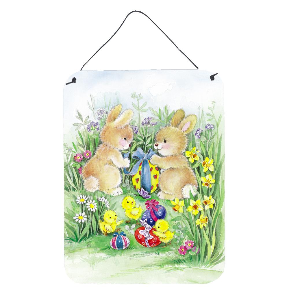 Brown Easter Bunnies with Eggs Wall or Door Hanging Prints APH0685DS1216 by Caroline's Treasures
