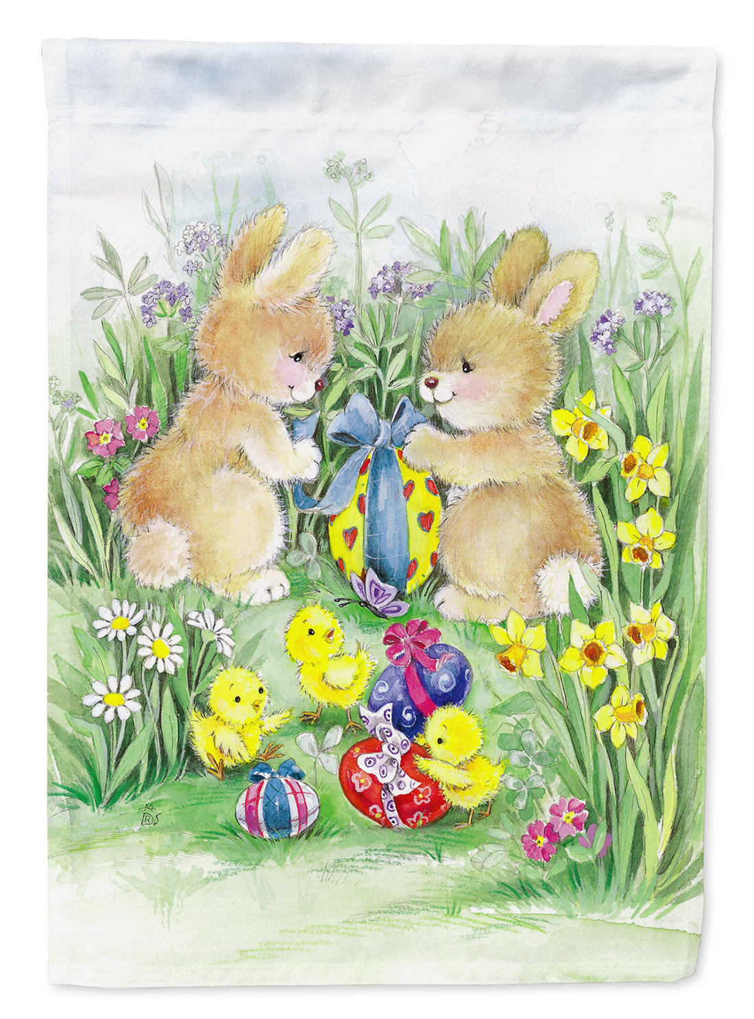 Brown Easter Bunnies with Eggs Flag Garden Size APH0685GF