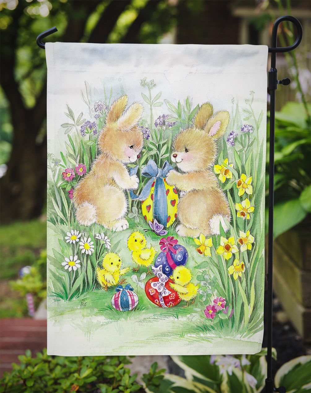 Brown Easter Bunnies with Eggs Flag Garden Size APH0685GF