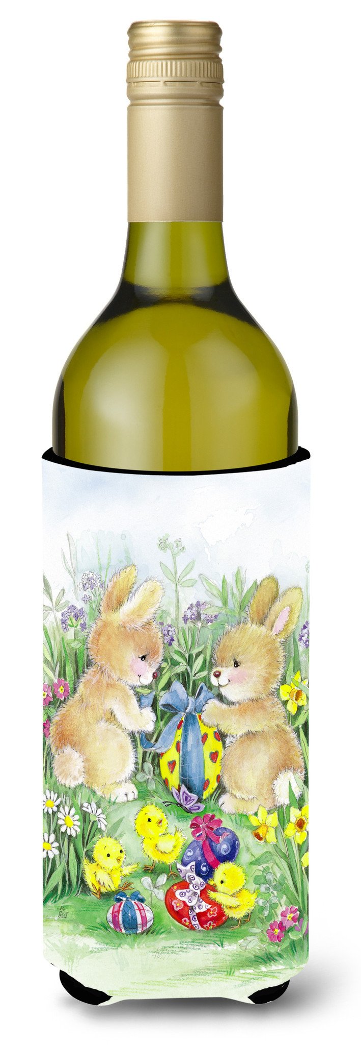 Brown Easter Bunnies with Eggs Wine Bottle Beverge Insulator Hugger APH0685LITERK by Caroline&#39;s Treasures