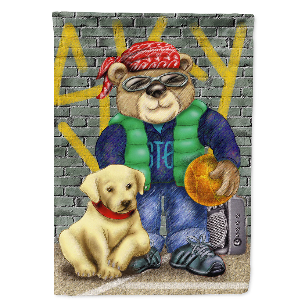 Teddy Bear and his Lab Flag Canvas House Size APH0856CHF  the-store.com.