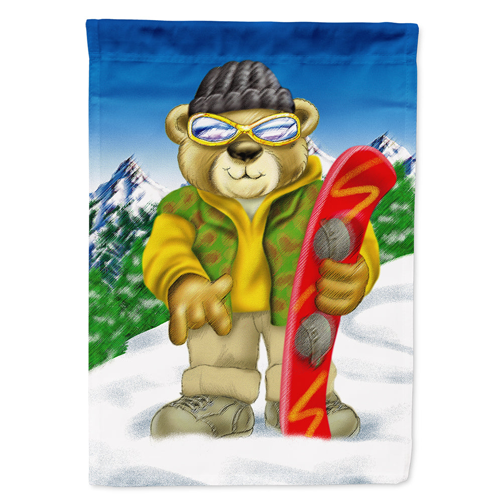 Teddy Bear Snowboarding Flag Canvas House Size APH0857CHF  the-store.com.