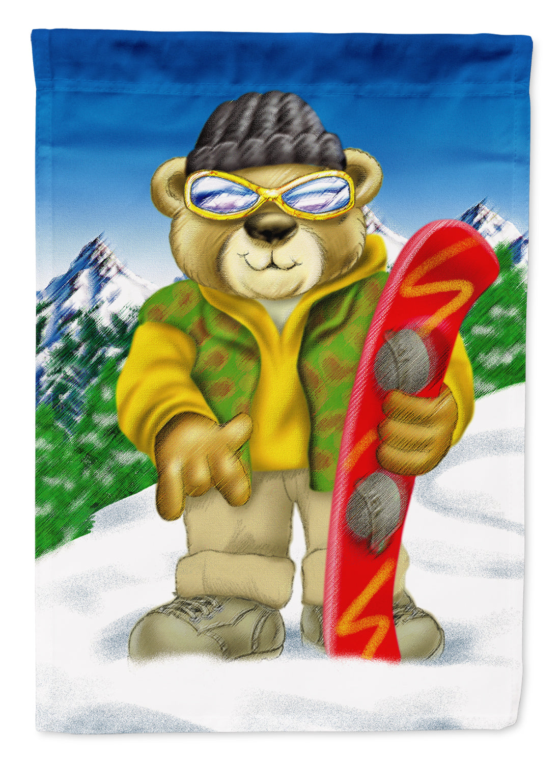 Teddy Bear Snowboarding Flag Garden Size  the-store.com.