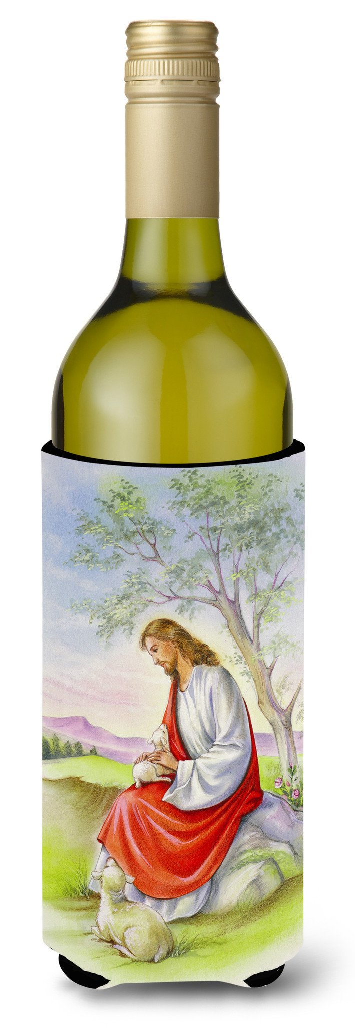 Jesus with Lamb Wine Bottle Beverge Insulator Hugger APH0920LITERK by Caroline&#39;s Treasures