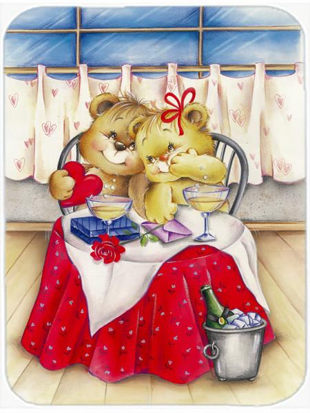 Teddy Bears In Love Valentine&#39;s Day Glass Cutting Board Large APH0926LCB by Caroline&#39;s Treasures
