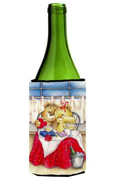 Teddy Bears In Love Valentine&#39;s Day Wine Bottle Beverage Insulator Hugger APH0926LITERK by Caroline&#39;s Treasures