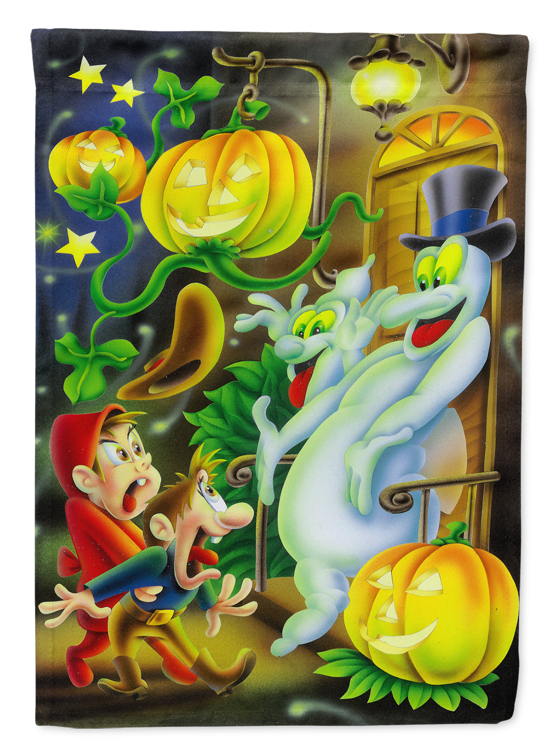 Scary Ghosts and Halloween Trick or Treaters Flag Garden Size APH0933GF