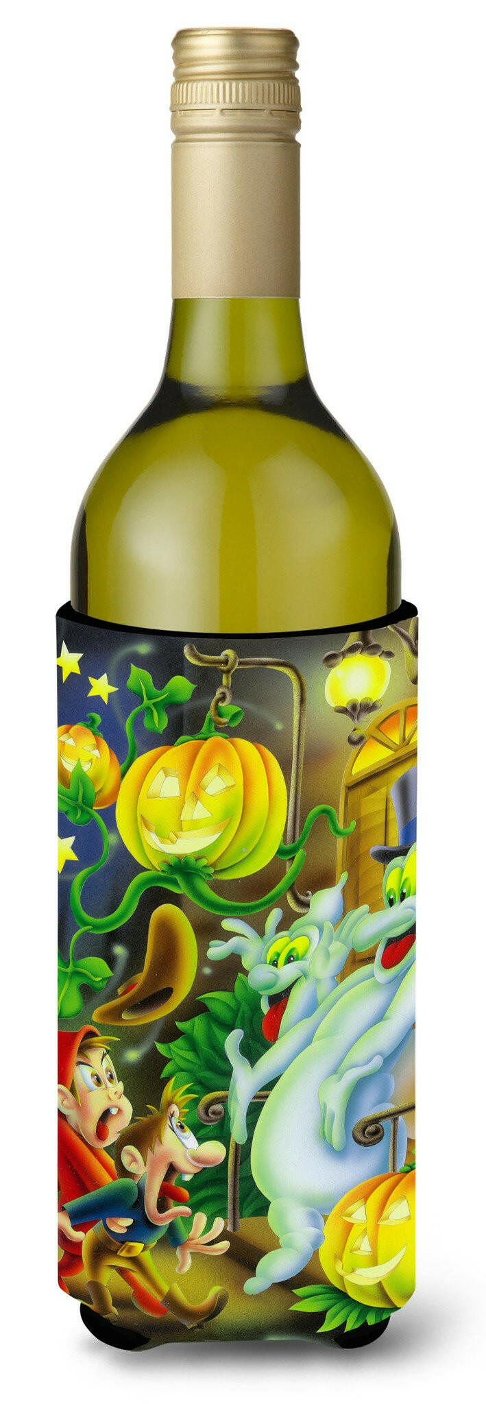 Scary Ghosts and Halloween Trick or Treaters Wine Bottle Beverage Insulator Hugger APH0933LITERK by Caroline&#39;s Treasures