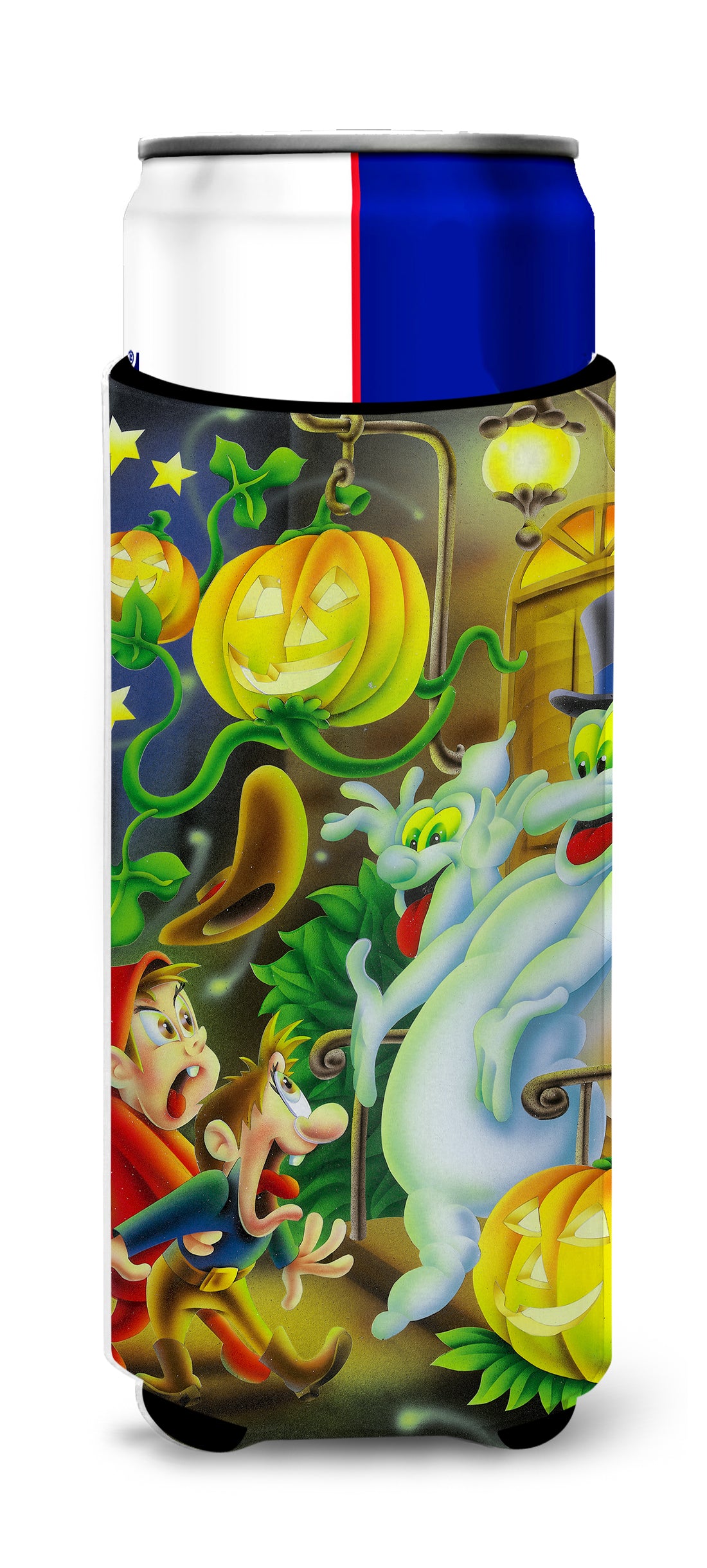 Scary Ghosts and Halloween Trick or Treaters Ultra Beverage Insulators for slim cans APH0933MUK  the-store.com.
