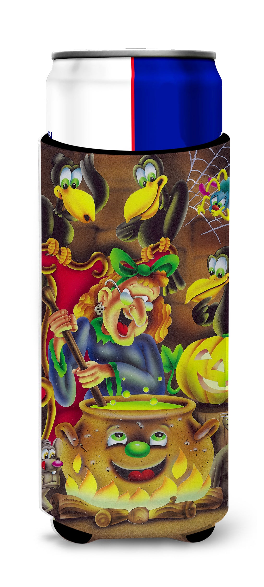 Witch and Crows Stirring it up Halloween Ultra Beverage Insulators for slim cans APH0934MUK  the-store.com.