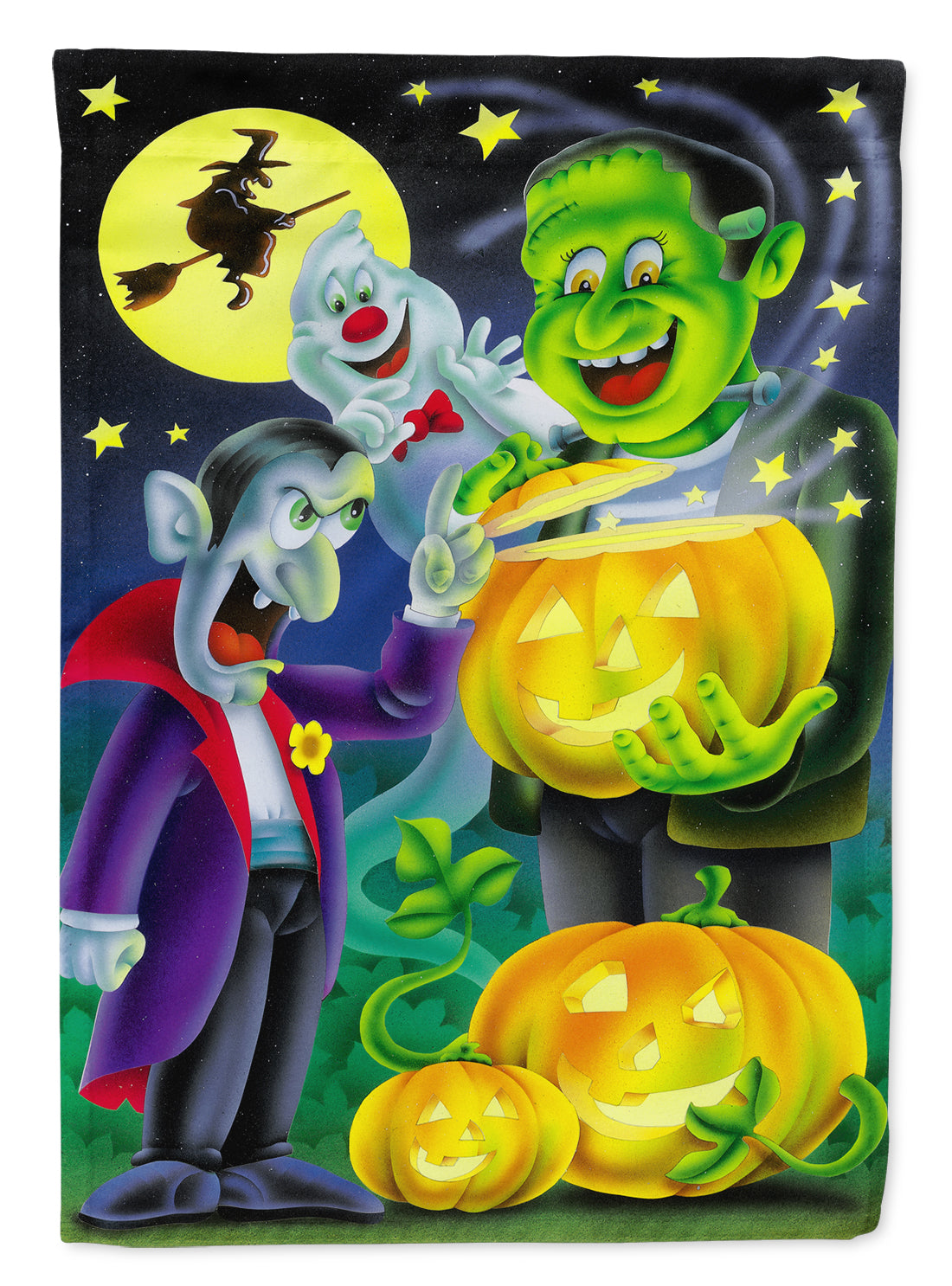Halloween with Dracula and Frankenstein Flag Garden Size APH0935GF.
