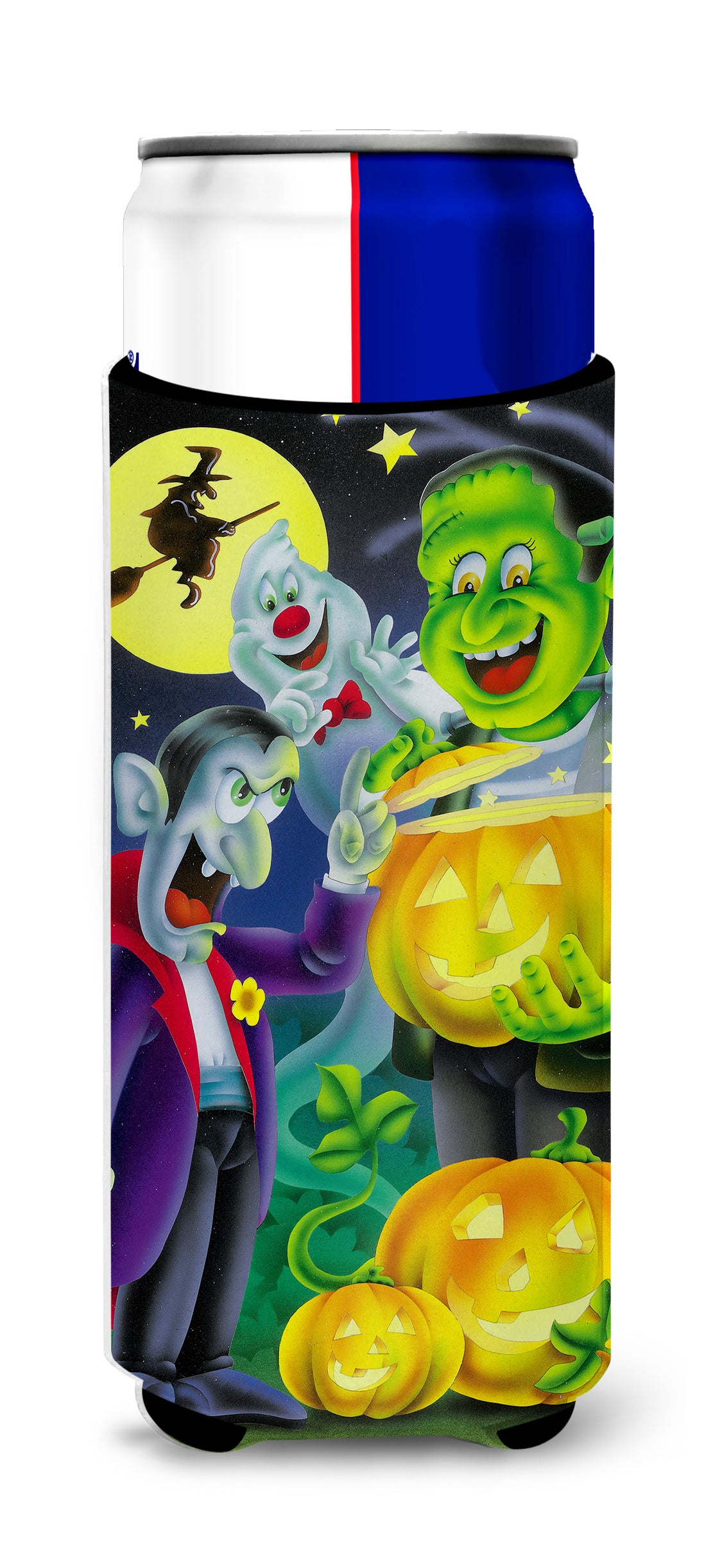 Halloween with Dracula and Frankenstein Ultra Beverage Insulators for slim cans APH0935MUK