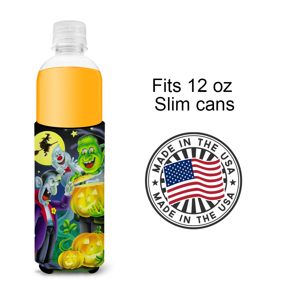 Halloween with Dracula and Frankenstein Ultra Beverage Insulators for slim cans APH0935MUK