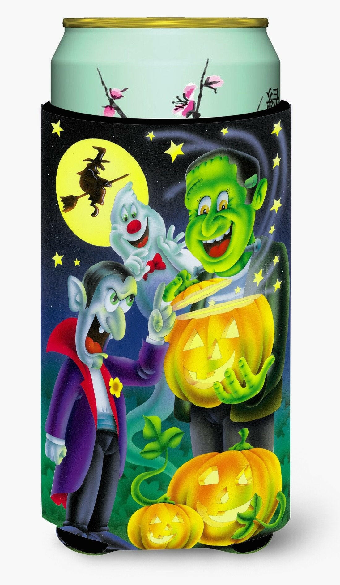Halloween with Dracula and Frankenstein Tall Boy Beverage Insulator Hugger APH0935TBC by Caroline's Treasures