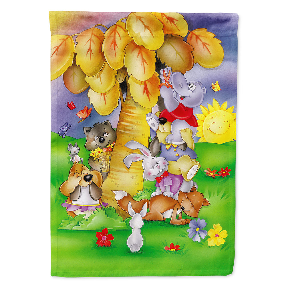 Animals under the coconut tree Flag Canvas House Size APH0977CHF