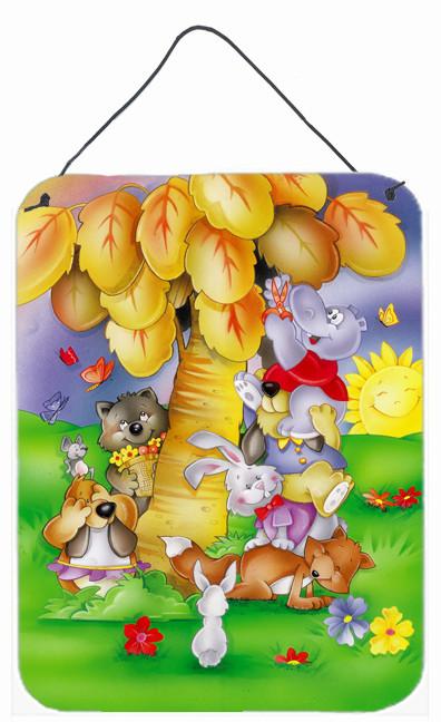 Animals under the coconut tree Wall or Door Hanging Prints APH0977DS1216 by Caroline&#39;s Treasures