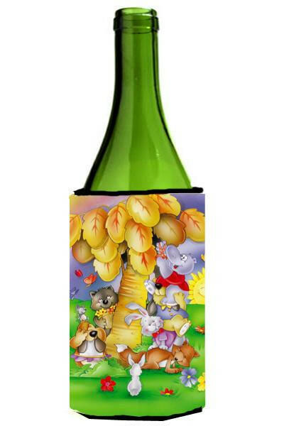Animals under the coconut tree Wine Bottle Beverage Insulator Hugger APH0977LITERK by Caroline's Treasures