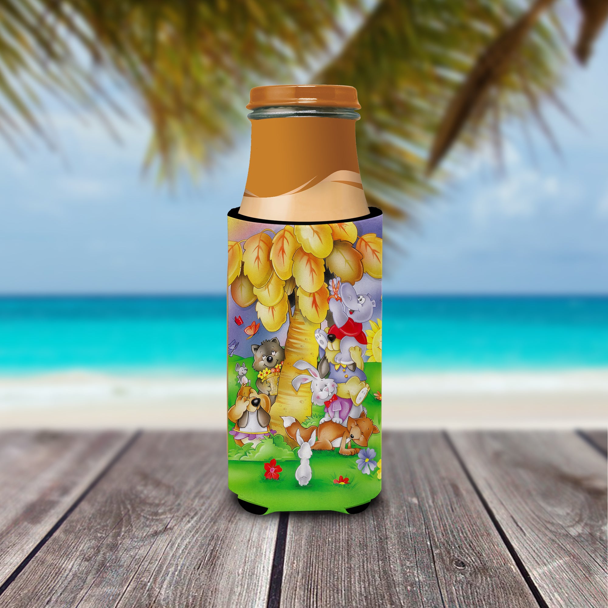 Animals under the coconut tree  Ultra Beverage Insulators for slim cans APH0977MUK  the-store.com.