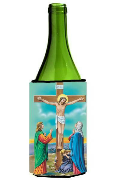 Jesus on the Cross Crucifixion Wine Bottle Beverage Insulator Hugger APH1307LITERK by Caroline's Treasures