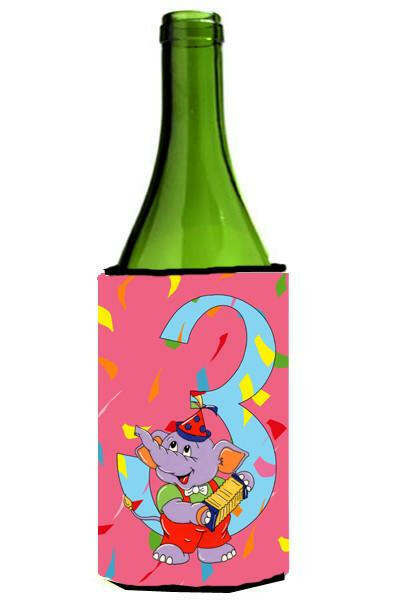 Happy 3rd Birthday Age 3  Wine Bottle Beverage Insulator Hugger APH2160LITERK by Caroline's Treasures