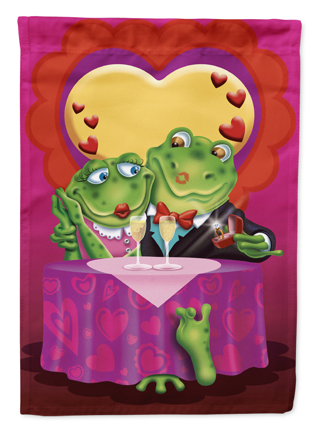 Frog Valentine&#39;s Day Date Flag Canvas House Size APH2477CHF
