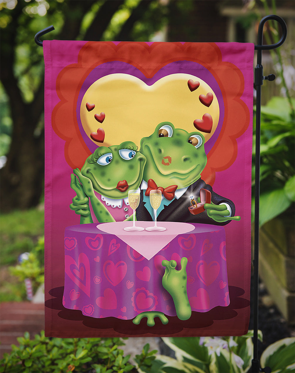 Frog Valentine's Day Date Flag Garden Size APH2477GF