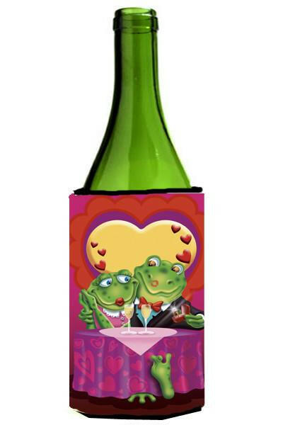 Frog Valentine&#39;s Day Date Wine Bottle Beverage Insulator Hugger APH2477LITERK by Caroline&#39;s Treasures