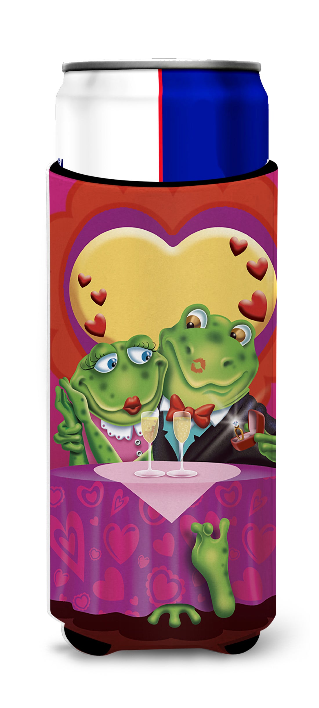 Frog Valentine&#39;s Day Date  Ultra Beverage Insulators for slim cans APH2477MUK