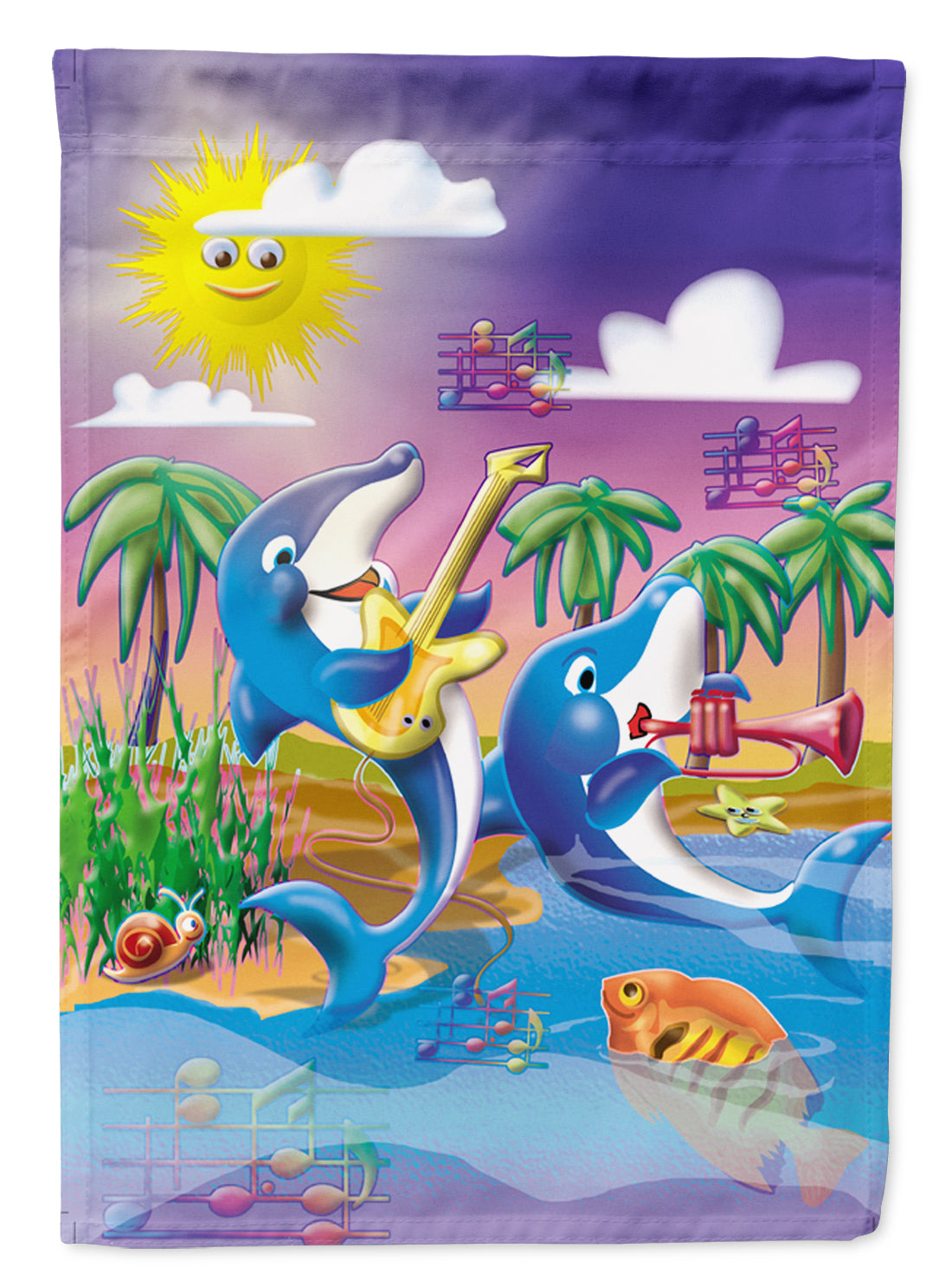 Dolphin&#39;s Playing Music Flag Garden Size
