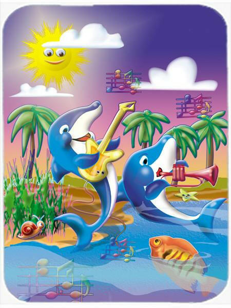 Dolphin&#39;s Playing Music Glass Cutting Board Large APH2485LCB by Caroline&#39;s Treasures