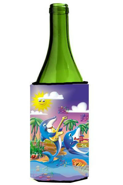 Dolphin&#39;s Playing Music Wine Bottle Beverage Insulator Hugger APH2485LITERK by Caroline&#39;s Treasures
