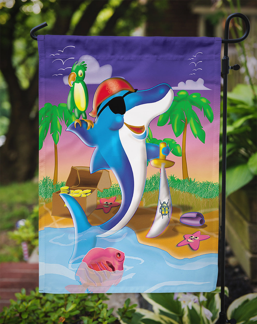 Dolphin Pirate Flag Garden Size  the-store.com.