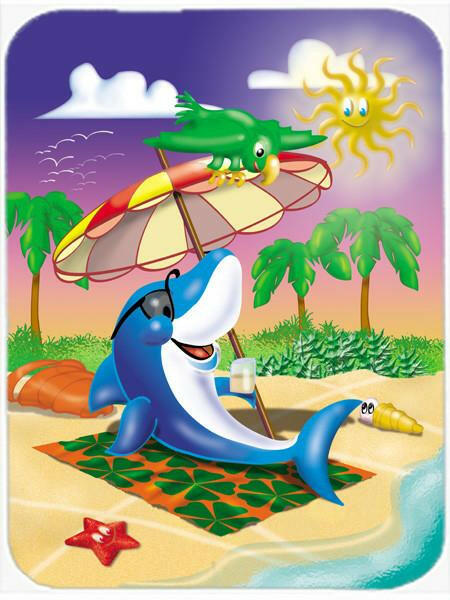 Dolphin Sunning on the Beach Glass Cutting Board Large APH2488LCB by Caroline&#39;s Treasures