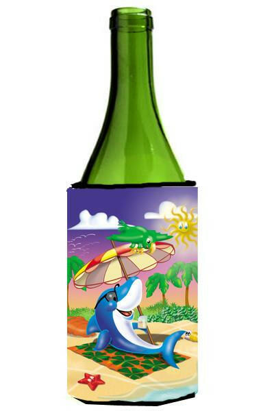 Dolphin Sunning on the Beach Wine Bottle Beverage Insulator Hugger APH2488LITERK by Caroline&#39;s Treasures