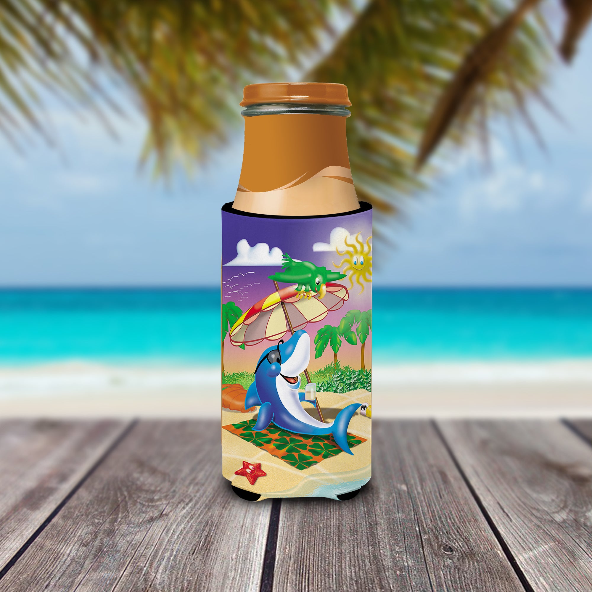 Dolphin Sunning on the Beach  Ultra Beverage Insulators for slim cans APH2488MUK