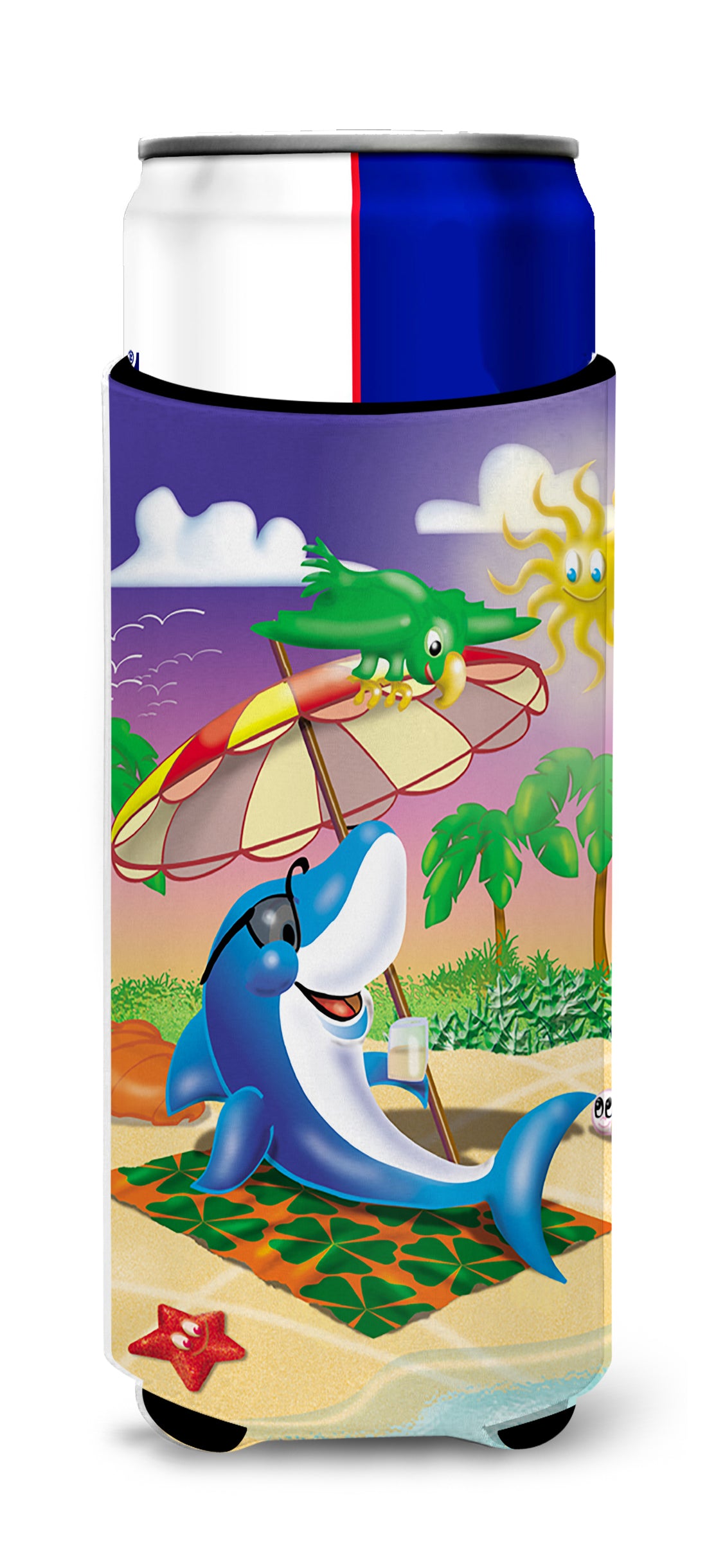 Dolphin Sunning on the Beach  Ultra Beverage Insulators for slim cans APH2488MUK  the-store.com.