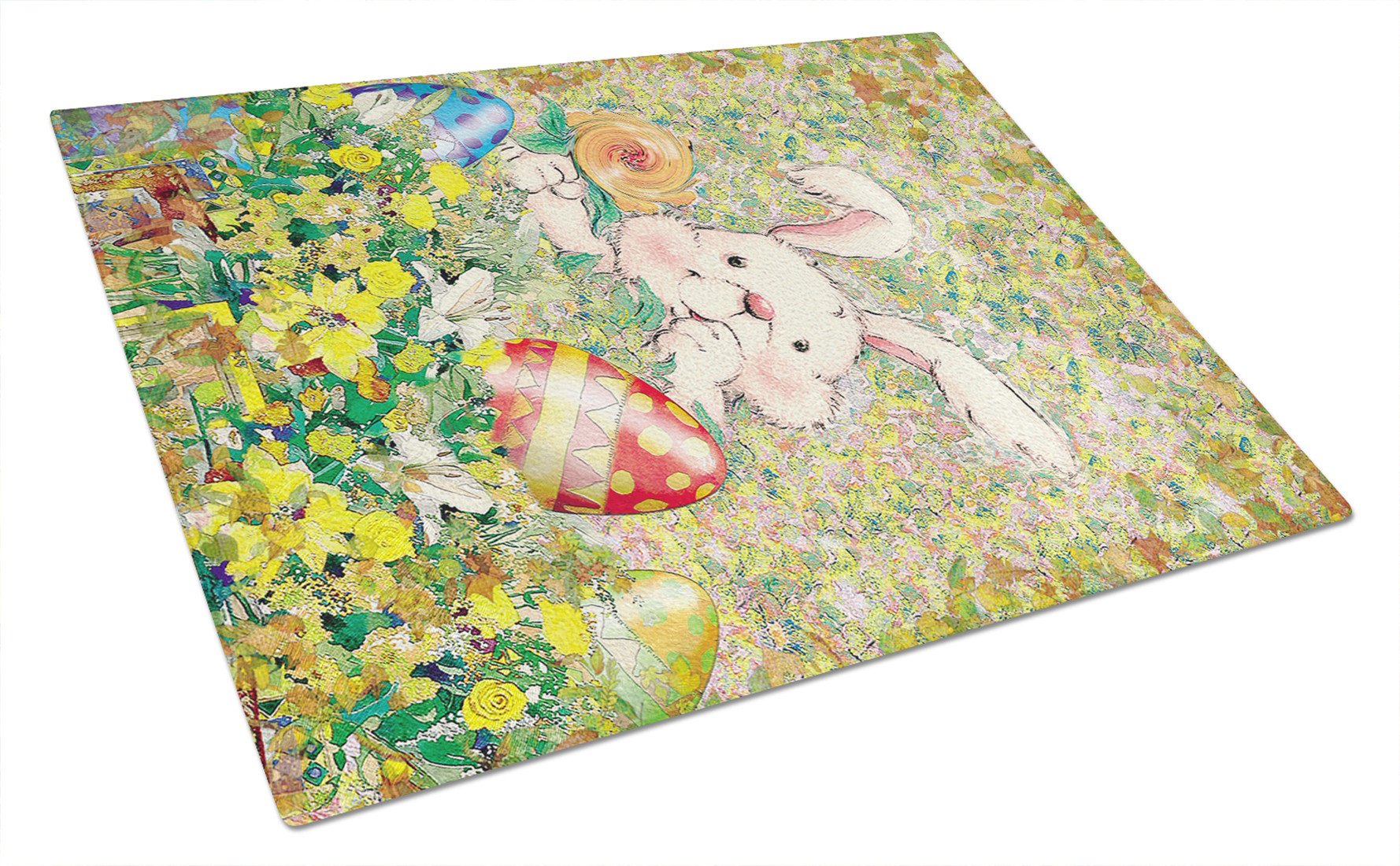 Easter Bunny and Eggs Glass Cutting Board Large APH2954LCB by Caroline's Treasures