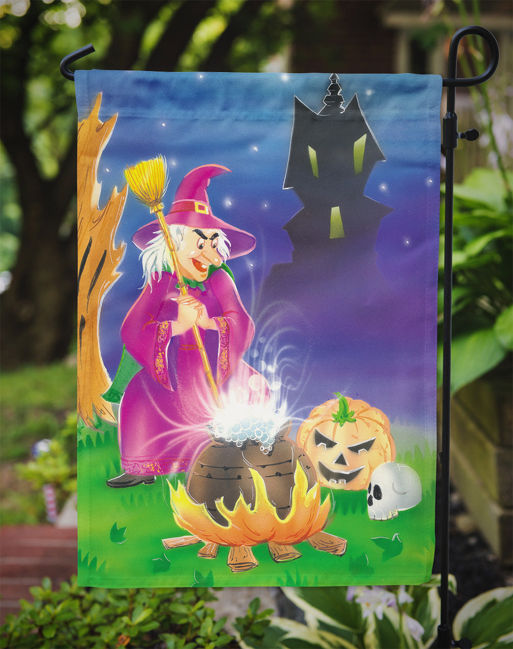 Witch and her Castle Flag Garden Size APH2989GF.