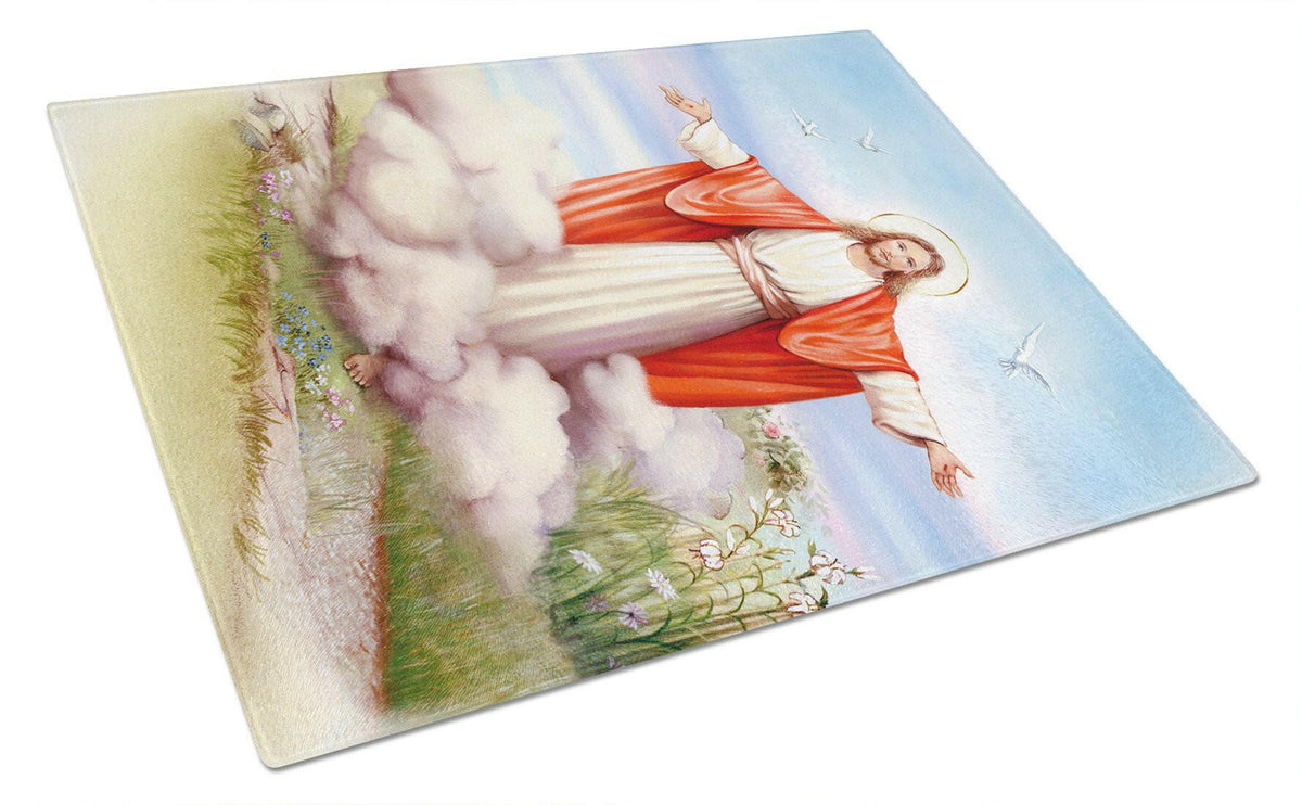 Easter Jesus is Risen Glass Cutting Board Large APH3420LCB by Caroline&#39;s Treasures