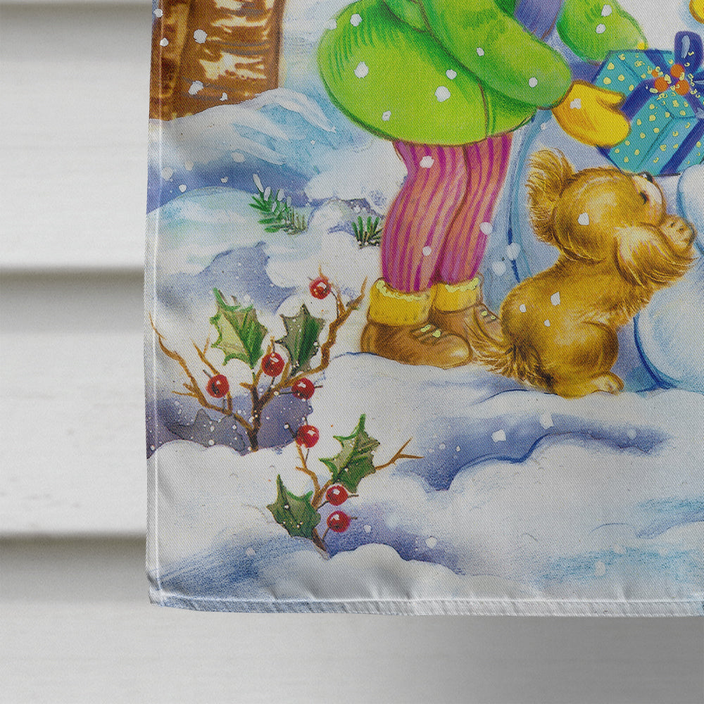 Girl and Animals with Snowman Flag Canvas House Size APH3544CHF  the-store.com.