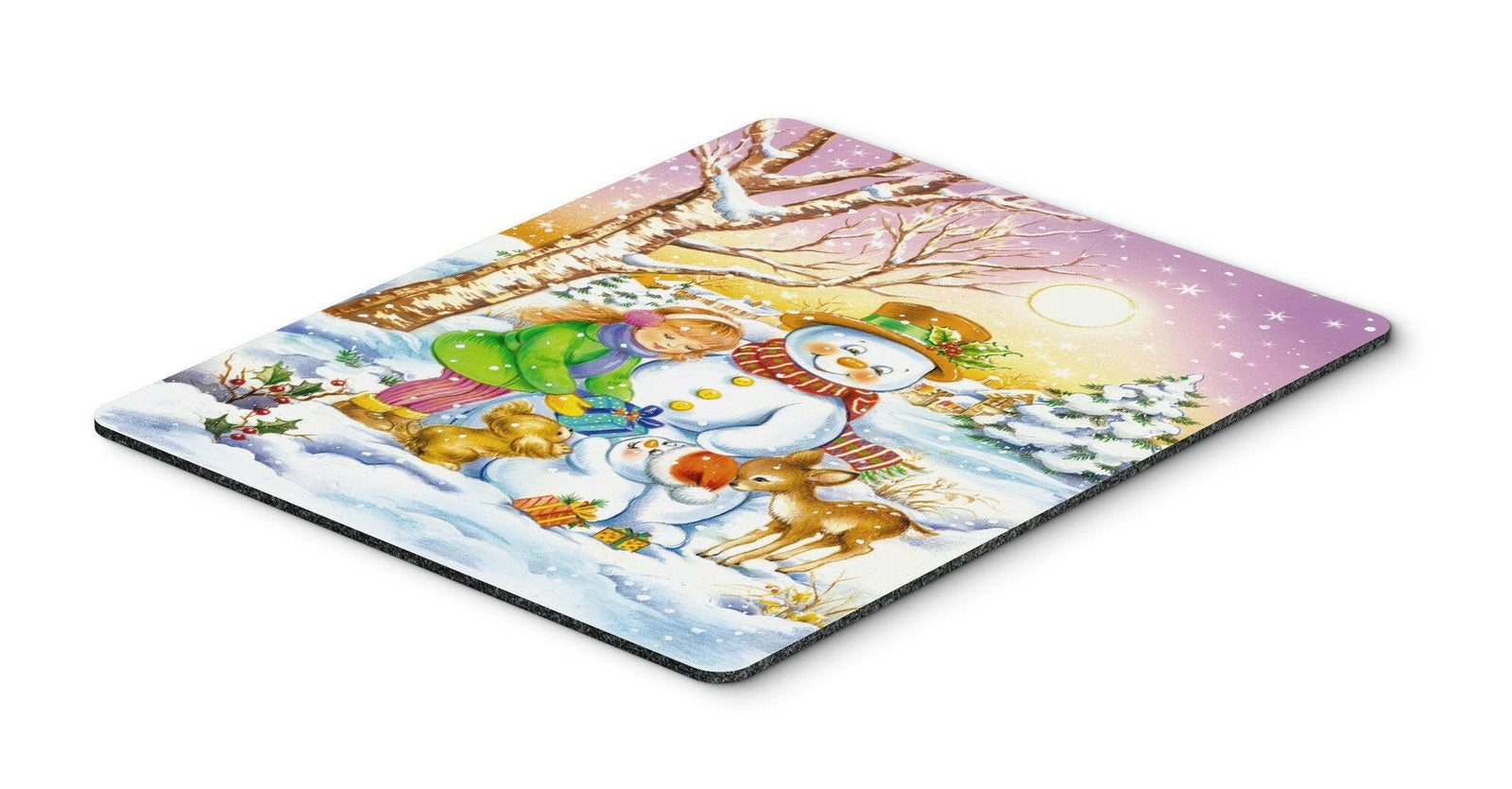 Girl and Animals with Snowman Mouse Pad, Hot Pad or Trivet APH3544MP by Caroline's Treasures