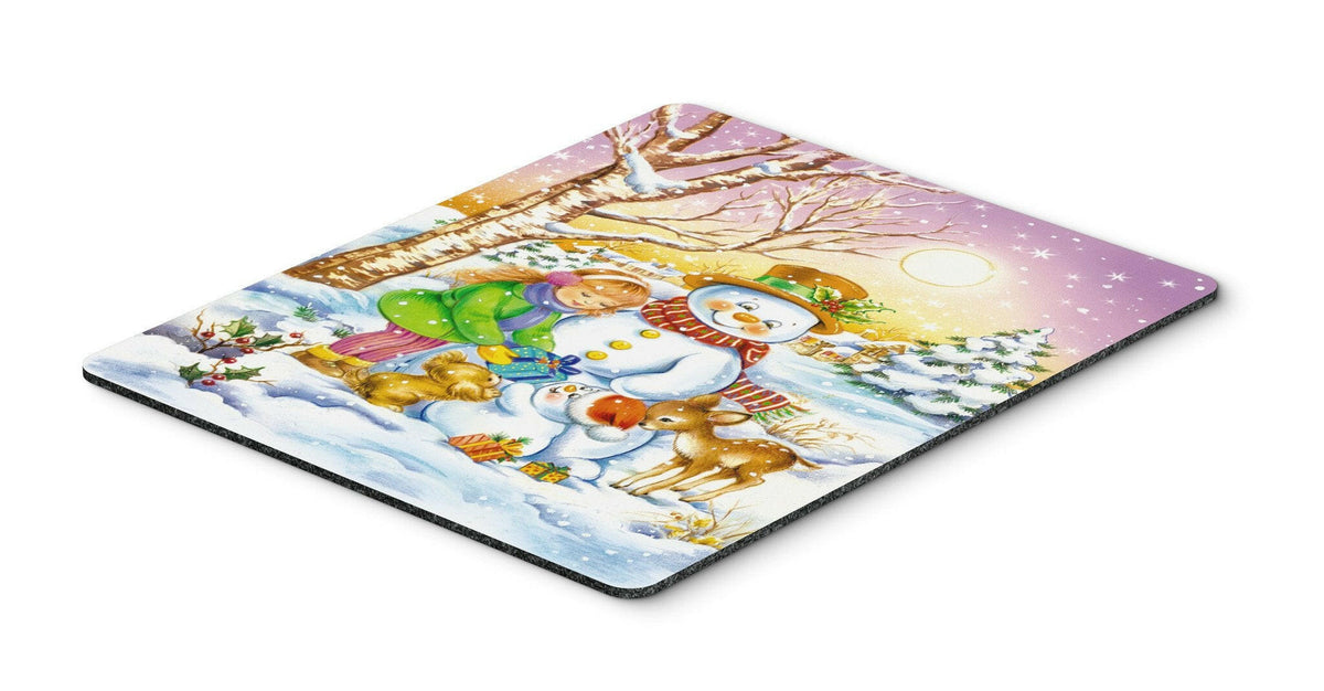 Girl and Animals with Snowman Mouse Pad, Hot Pad or Trivet APH3544MP by Caroline&#39;s Treasures