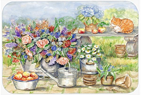 Patio Bouquet and Cat Glass Cutting Board Large APH3567LCB by Caroline&#39;s Treasures