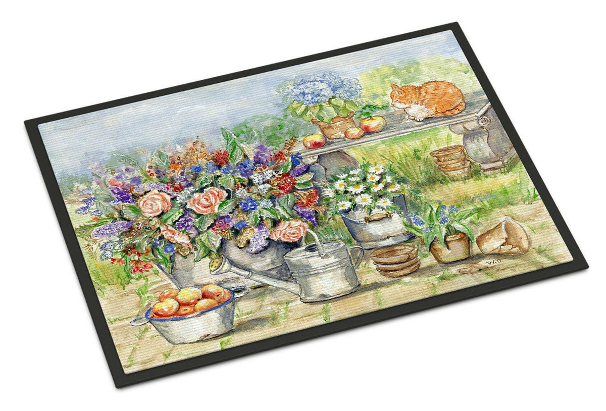 Patio Bouquet and Cat Indoor or Outdoor Mat 18x27 APH3567MAT - the-store.com
