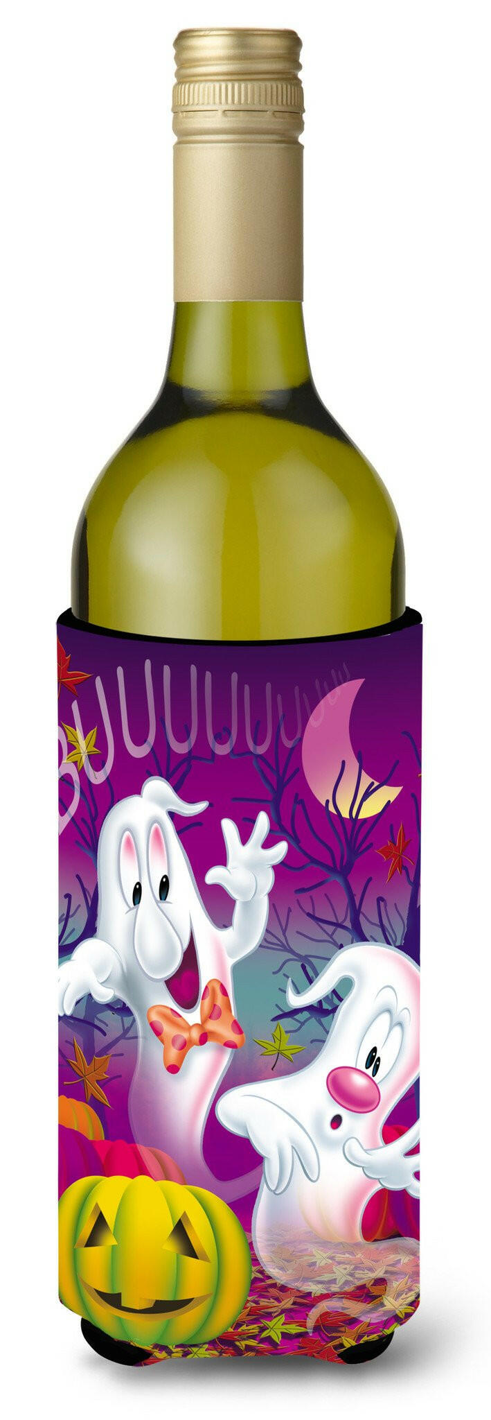 Buuu Ghosts Halloween Wine Bottle Beverage Insulator Hugger APH3798LITERK by Caroline's Treasures