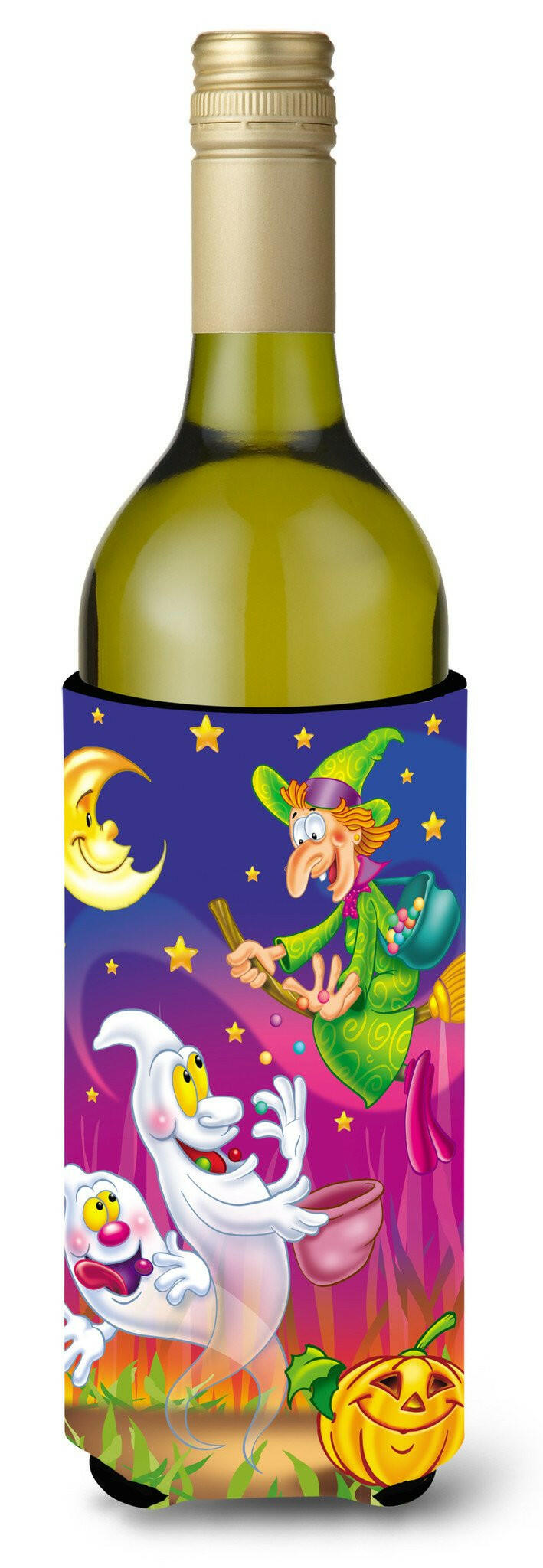 Witch and Ghosts Halloween Wine Bottle Beverage Insulator Hugger APH3799LITERK by Caroline's Treasures